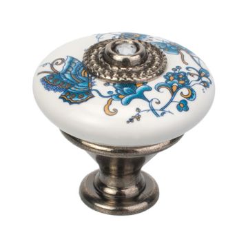 Posliininuppi "Taza" posliini / antiikkihopea / sininen