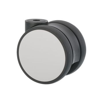 Kalustepyörä 'Flat' Ø 75 Musta / Valkoinen ilman jarrua
