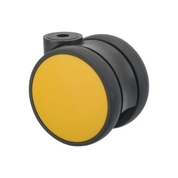 Kalustepyörä 'Flat' Ø 75 Musta / Keltainen ilman Jarrua