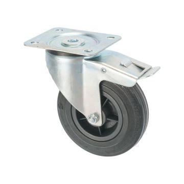 Teollisuuspyörä Ø 125 jarrulla, kumi